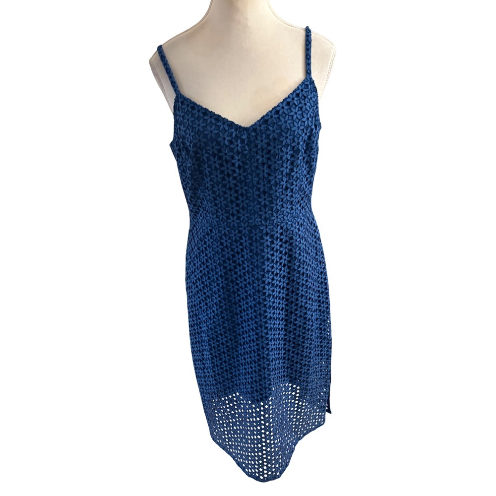 Rachel Comey Agitator Dress Blue Lace Eyelet Midi Size 6